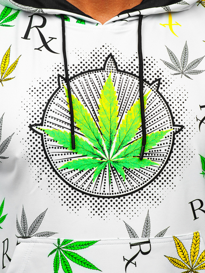 Felpa con cappuccio con stampa da uomo bianca Bolf HM612