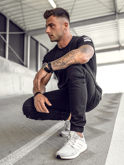 T-shirt con stampa da uomo nera Bolf 14404A