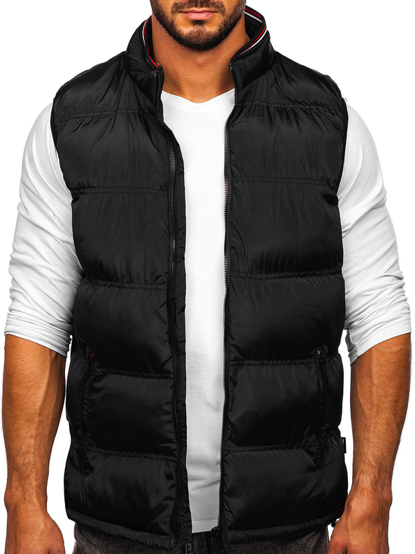 Gilet spesso trapuntato da uomo nero Bolf 7131