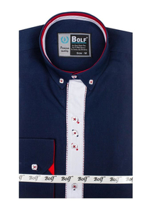 Camicia elegante a manica lunga da uomo blu Bolf 5827-1
