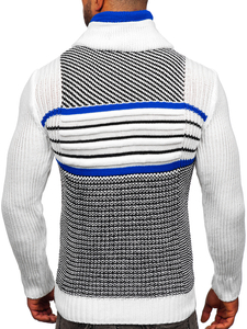 Maglione spesso con collo alto da uomo bianco Bolf 2000