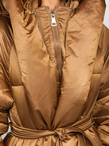 Giubbotto lungo invernale con cappuccio da donna cammello Bolf MY0363A