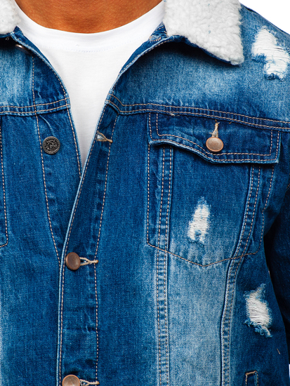 Giacca trucker in denim da uomo blu Bolf MJ502B