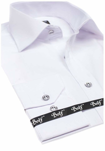 Camicia elegante da uomo bianca a maniche lunghe Bolf 1703
