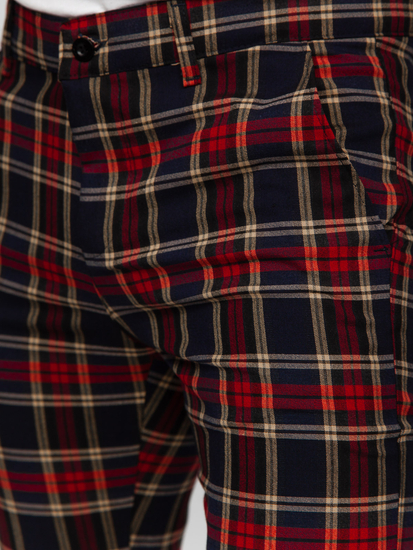 Uomo Pantaloni eleganti a quadri Blu scuro Bolf 184165