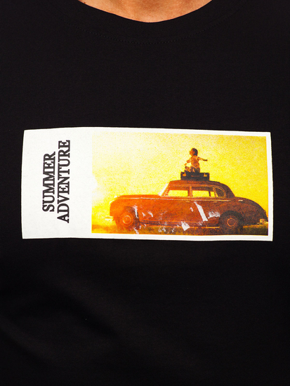 Uomo T-shirt in cotone con stampa Nero Bolf MPO3559