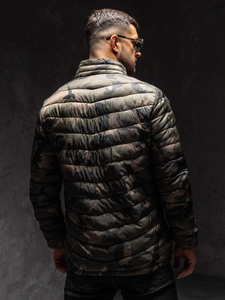 Giacca invernale trapuntata con motivo mimetico da uomo verde Bolf SM80A1