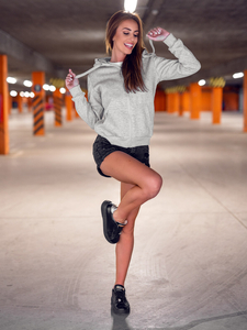 Felpa con cappuccio da donna grigia Bolf W03B