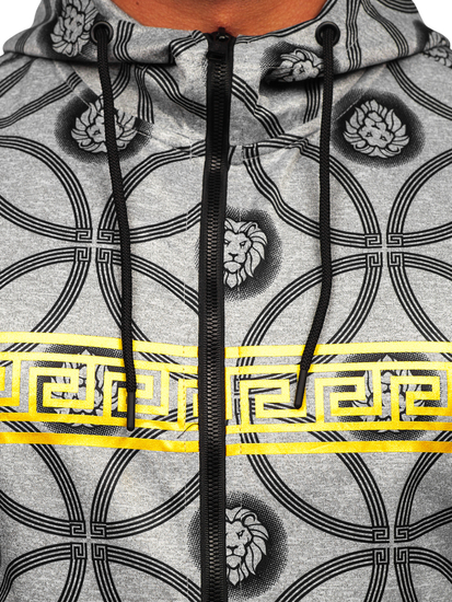 Felpa a zip con cappuccio da uomo grigia Bolf 27B8123