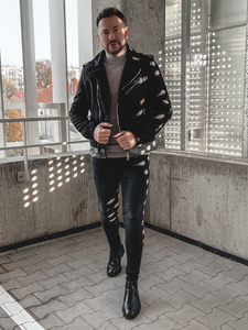 Giacca tipo aviatore mezza stagione da uomo nera 79M15501