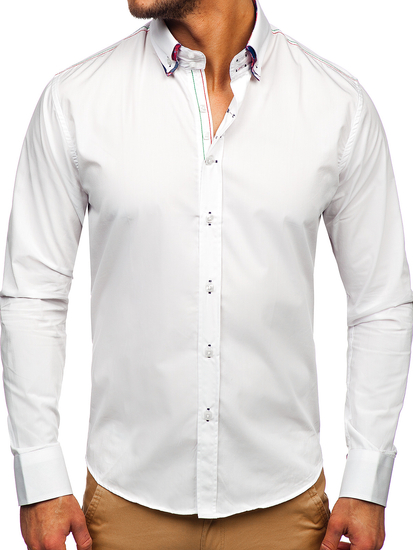 Elegante camicia a manica lunga da uomo bianca Bolf 2705