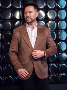 Giacca da uomo in velluto marrone Bolf 24410