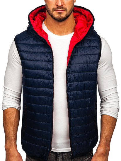 Gilet trapuntato con cappuccio da uomo blu Bolf 7106