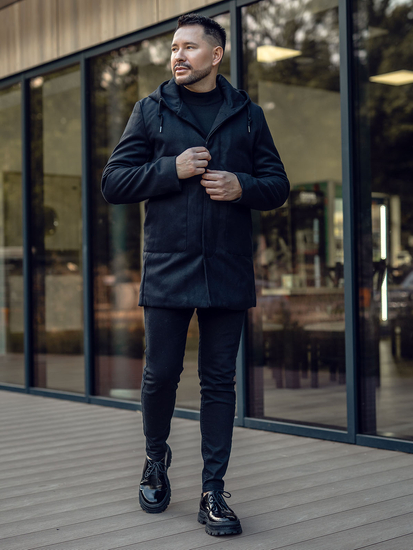 Uomo Cappotto invernale con cappuccio Nero Bolf 79B3A-197