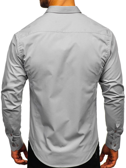 Camicia elegante da uomo grigia a maniche lunghe Bolf 1703