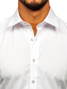 Camicia elegante da uomo bianca a maniche lunghe Bolf 1703