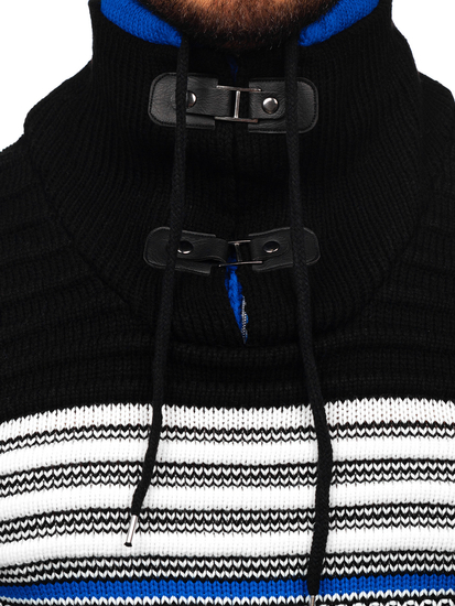 Maglione pessante con colletto rialzato da uomo nero-azzurro Bolf 2026