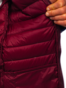 Giacca trapuntata mezza stagione con cappuccio da uomo blu Bolf 13022