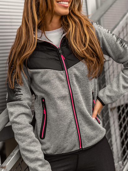 Giacca trapuntata con cappuccio da donna grigia Bolf KSW4007A