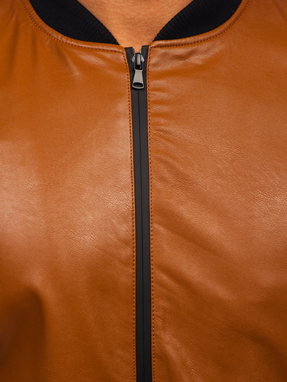 Giacca in pelle tipo bomber da uomo marrone Bolf 6803A