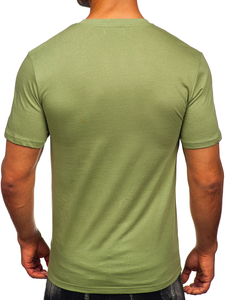 Uomo T-shirt in cotone con stampa Verde Bolf MPO3475