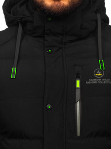 Giubbotto allungato invernale trapuntato da uomo nero Denley 22M57