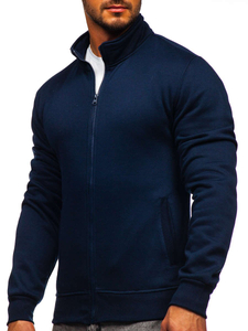 Felpa a zip con collo alto da uomo blu Bolf B2002