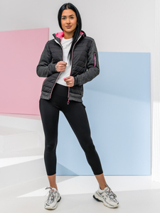 Felpa trapuntata con cappuccio da donna nera Bolf KSW4001