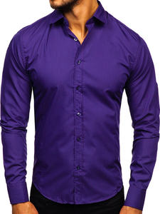 Camicia elegante da uomo viola a maniche lunghe Bolf 1703