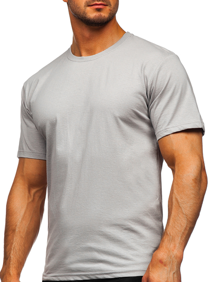 T-shirt da uomo in cotone grigio tinta unita Bolf 192397