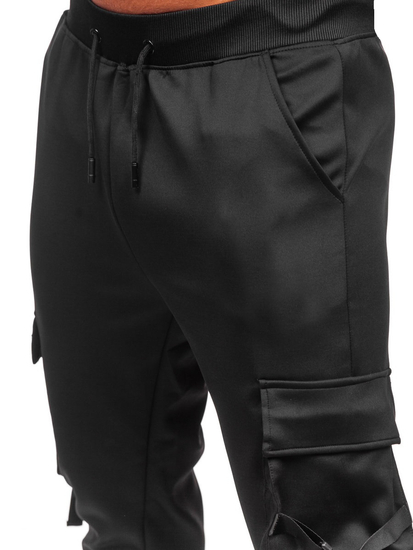 Pantaloni cargo di tuta tipo jogger da uomo neri Bolf 8K1118
