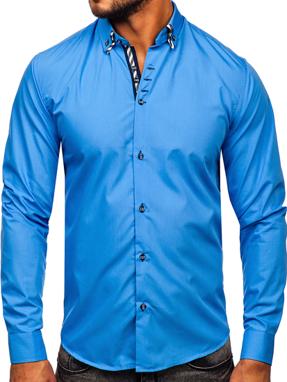 Camicia a manica lunga da uomo azzurra Bolf 3762