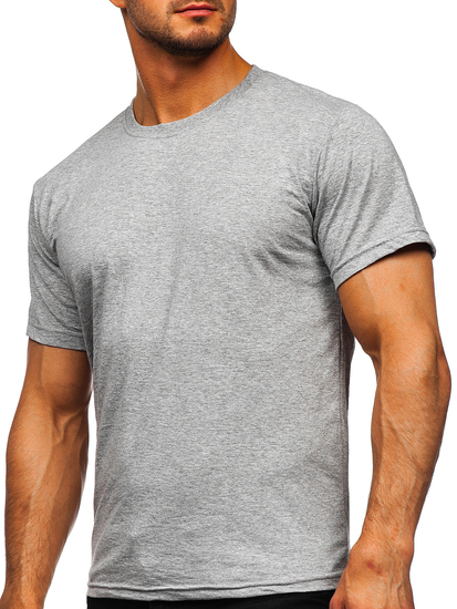 T-shirt semplice da uomo in cotone grigio scuro Bolf 192397