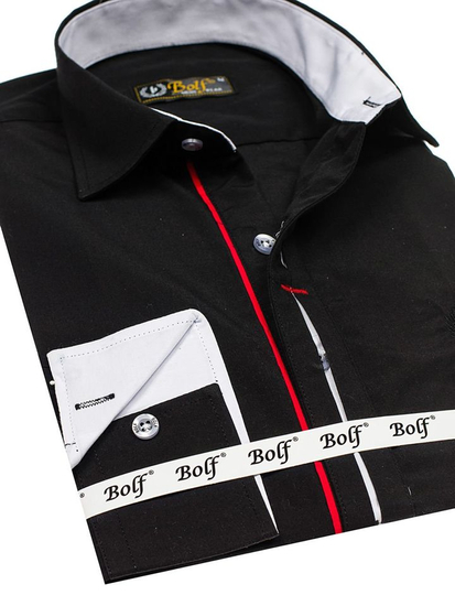 Camicia elegante a manica lunga da uomo nera Bolf 1769-A