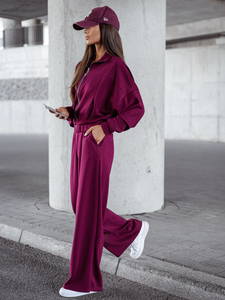 Completo due pezzi con felpa con zip da donna bordeaux Bolf 821109