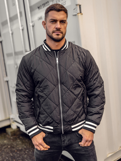 Giubbotto da baseball invernale bilaterale da uomo nero Bolf 3B105