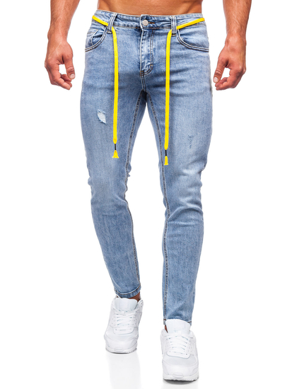 Pantaloni in jeans regular fit da uomo azzurri Bolf KX568