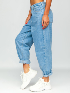Pantaloni in jeans slouchy da donna azzurri Bolf BS583