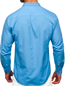 Camicia elegante da uomo azzurra a maniche lunghe Bolf 1703