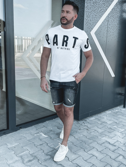 T-shirt bianca stampata da uomo in cotone Bolf 1180