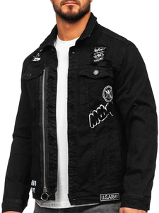 Giacca in jeans da uomo nera Bolf G131