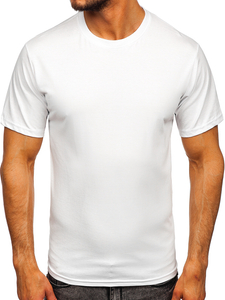 T-shirt da uomo in cotone bianco senza stampa Bolf 192397