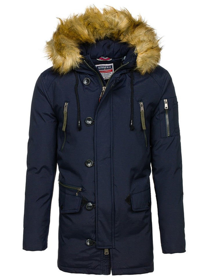 Giubbotto invernale tipo parka da uomo blu Bolf 1795 