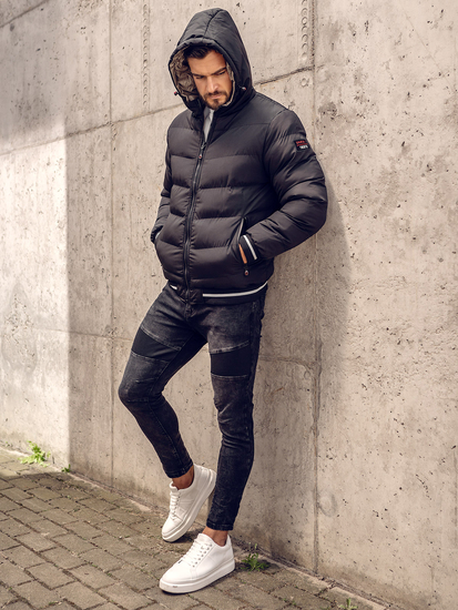 Giubboto invernale trapuntato reversibile da uomo nero-dorato Bolf 7417A