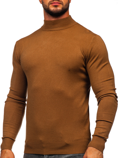 Maglione tipo lupetto basic da uomo marrone Bolf W1-1725