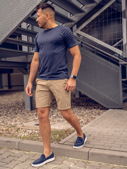 T-shirt senza stampa da uomo blu Bolf 8T88A