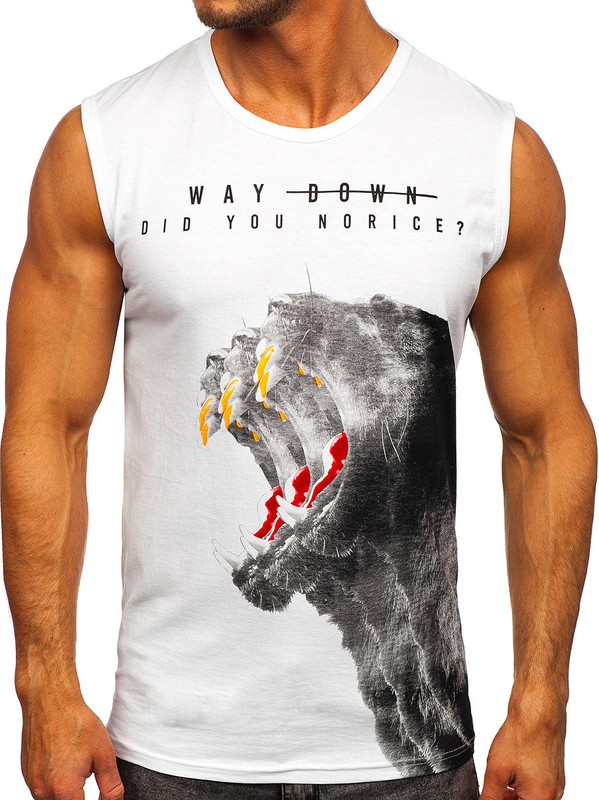 Maglietta tank top con stampa bianca Bolf 14808