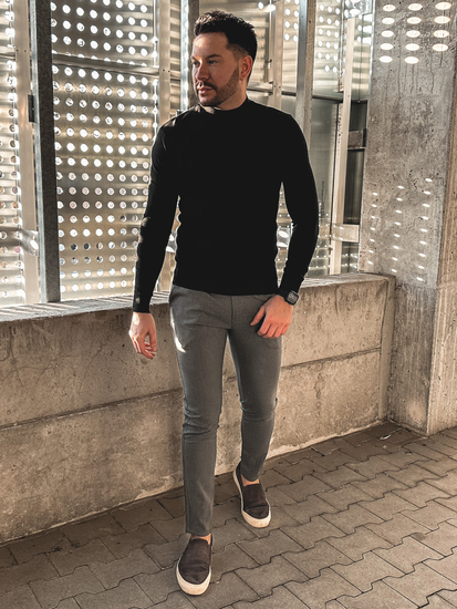 Maglione basic tipo lupetto da uomo nero Bolf MMB603