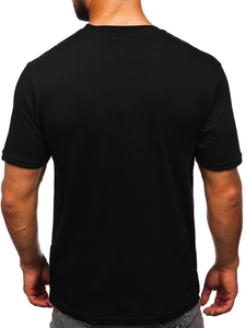 T-shirt nera stampata da uomo Bolf KS2525T