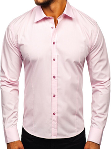 Camicia elegante da uomo rosa a maniche lunghe Bolf 1703